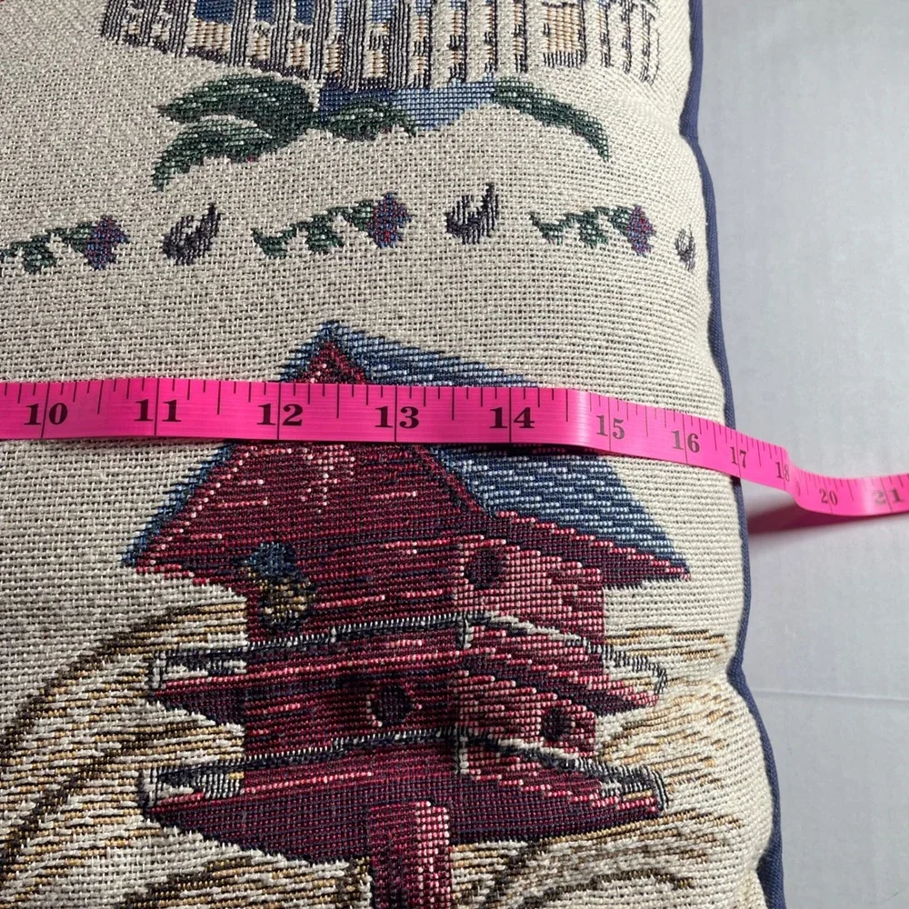 Tapestry Birdhouse Pillow Farmhouse‎ Country Americana Decor Square